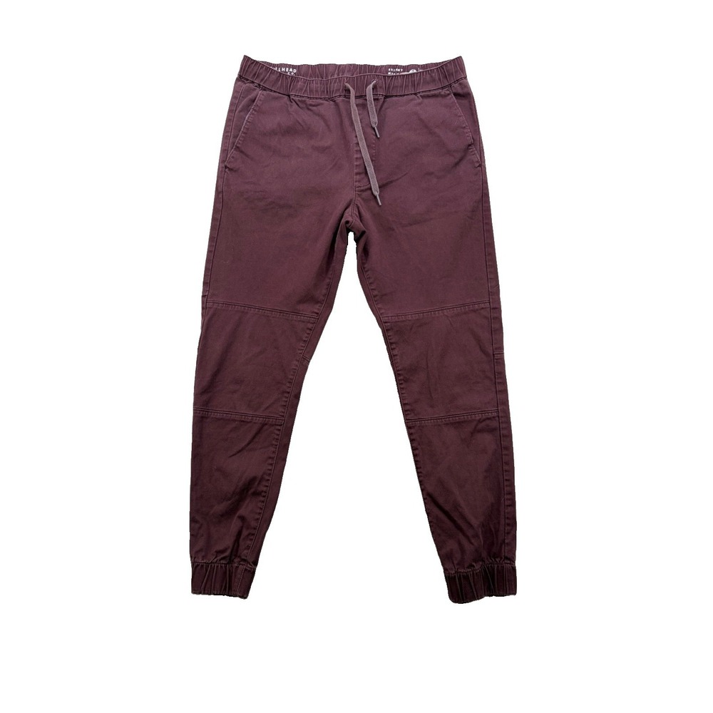 BULLHEAD DENIM MENS MAROON JEANS SKINNY MEDIUM/M DRAWSTRING ELASTIC WAIST PANTS